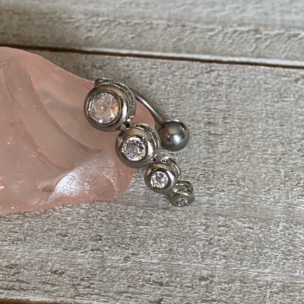 Clear Gem Bubble Reverse Dangle Navel Ring 16 G Belly Button Ring
